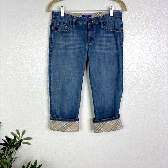 BURBERRY London Blue Label Nova Check Cuffed Capri Jeans - Picture 2 of 6